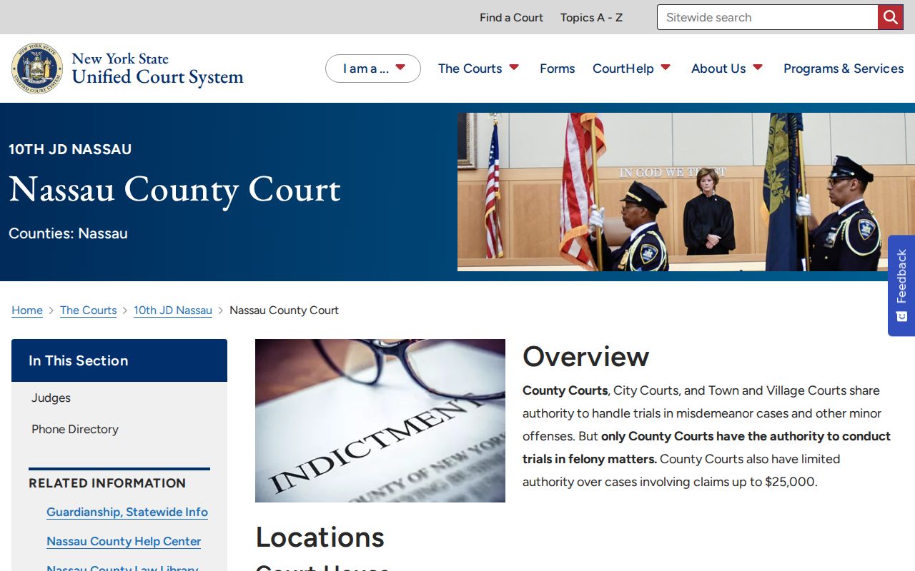 Nassau County criminal court case courthouse information